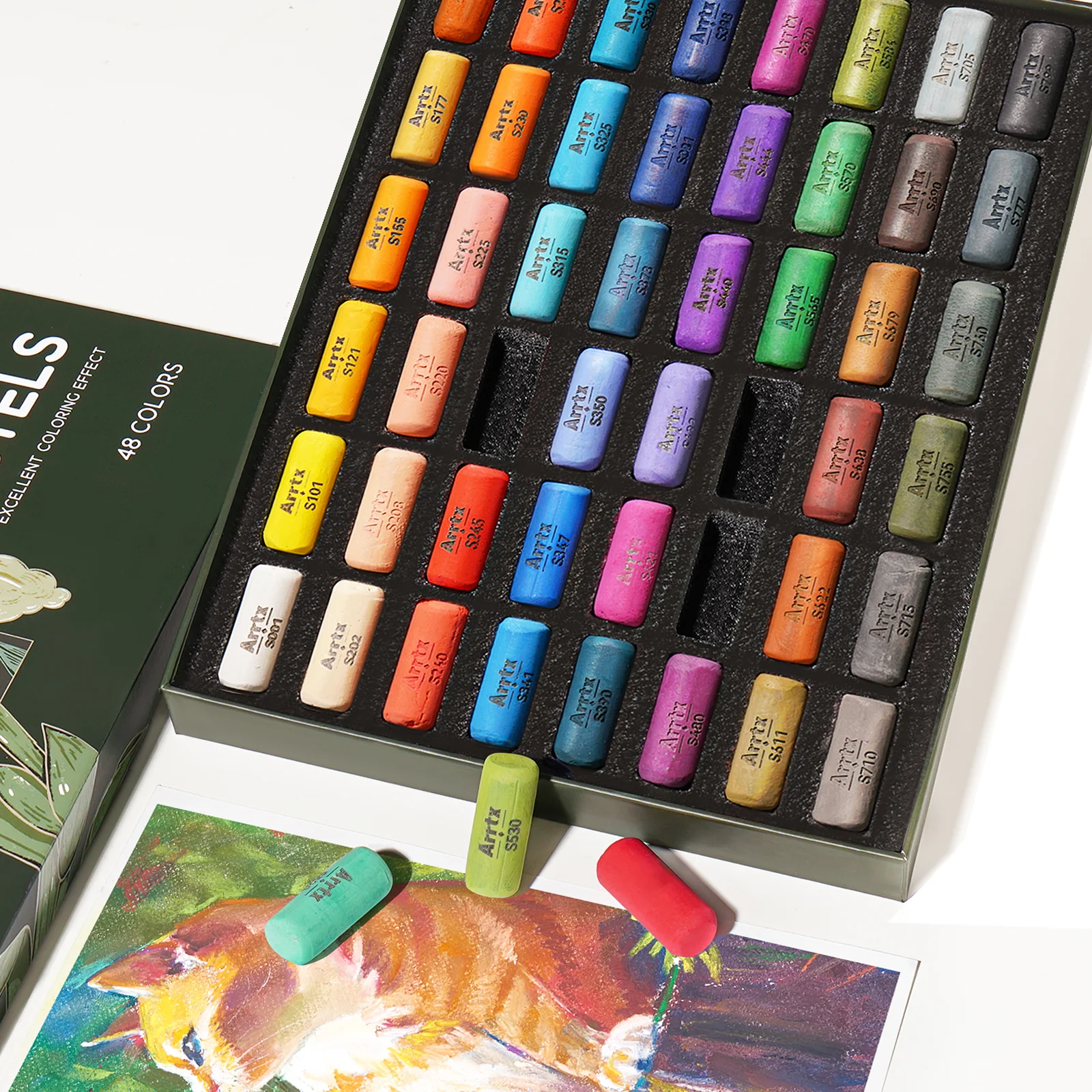 Arrtx 48 Colors Soft Pastels Set Pastels Drawing - Image 9