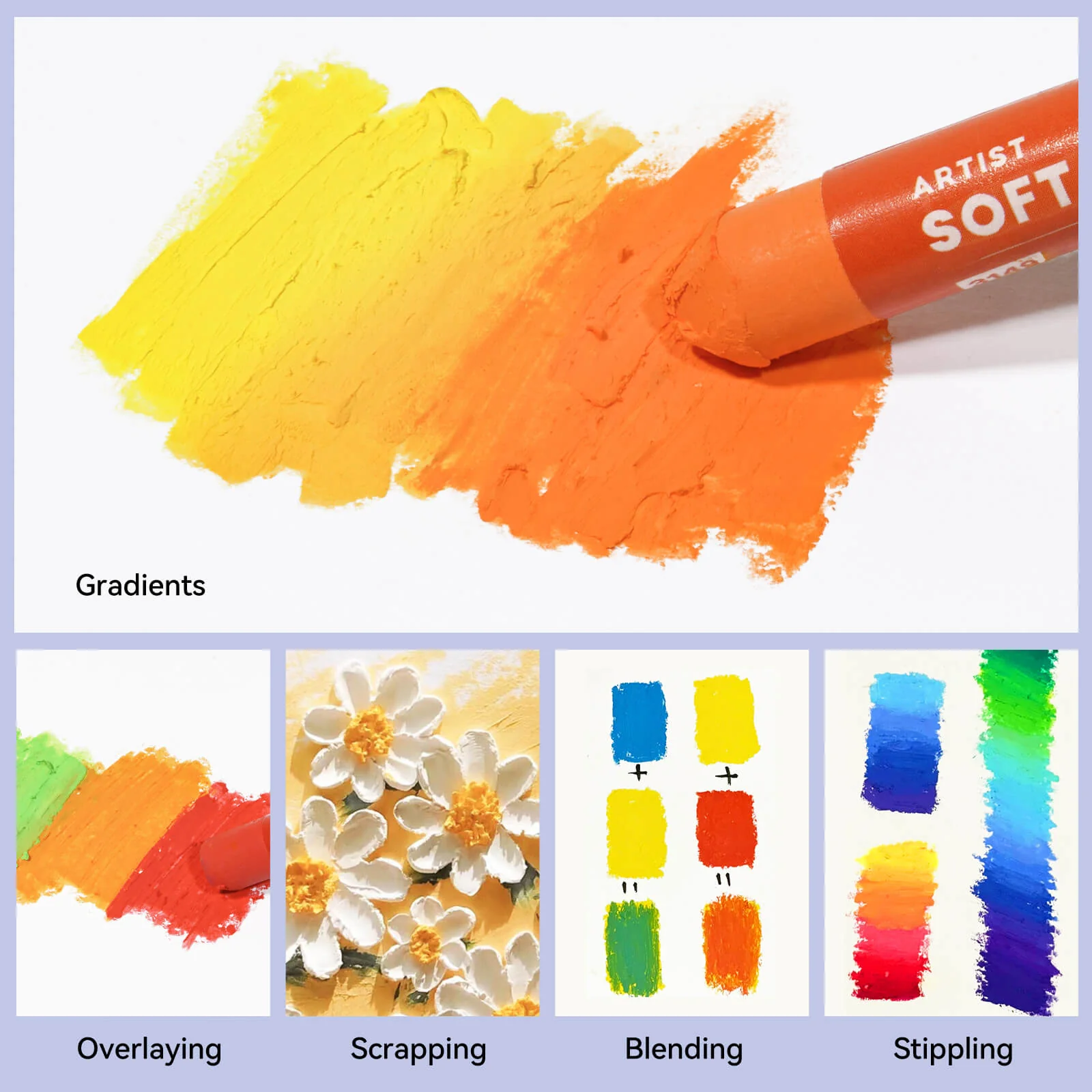 Arrtx 72 Colors Oil Pastels Smooth Drawing Pastel Set - Image 7