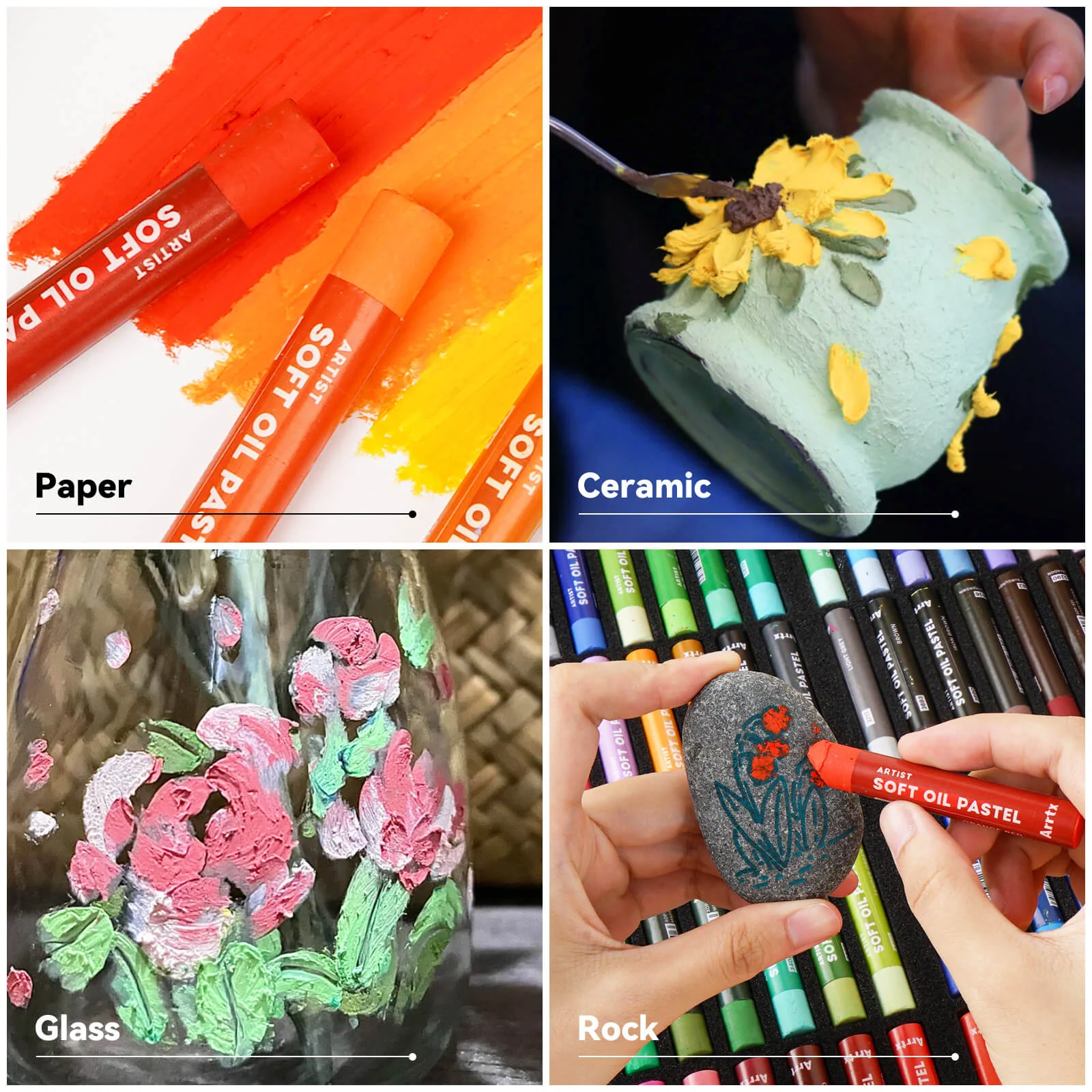 Arrtx 72 Colors Oil Pastels Smooth Drawing Pastel Set - Image 9