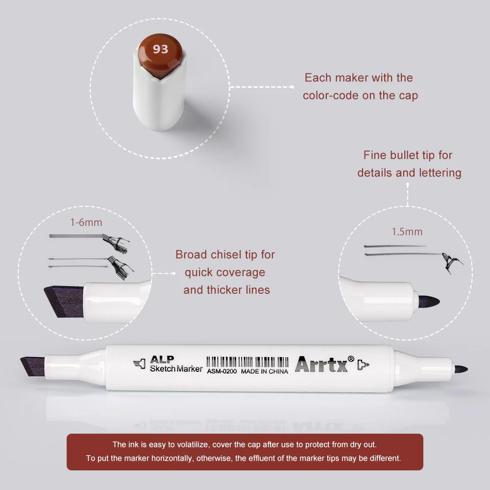 Arrtx ALP 90 Alcohol Markers Paint Markers Dual Tip - Image 4