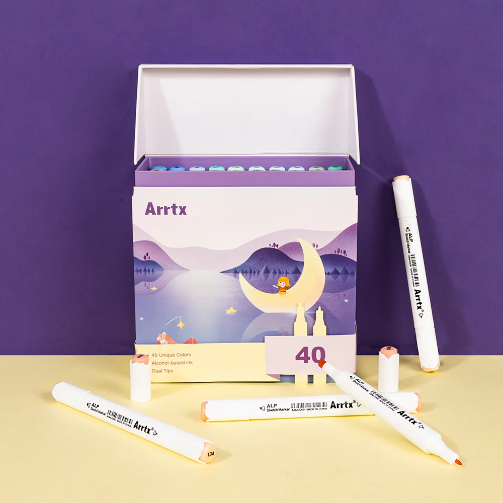 Arrtx ALP 40 Alcohol Markers Pastel Colors Paint Markers Dual Tip - Image 7