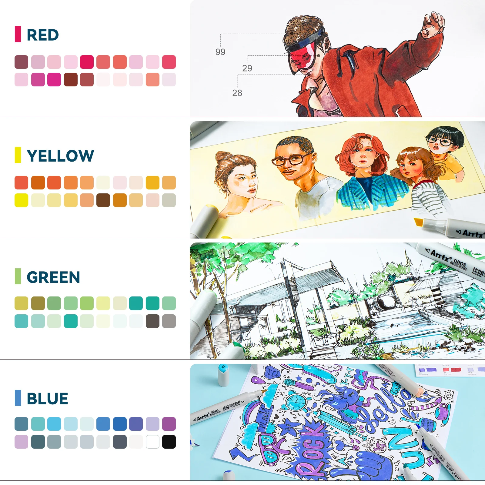 Arrtx OROS 80 Alcohol Markers Paint Markers Dual Tip - Image 10