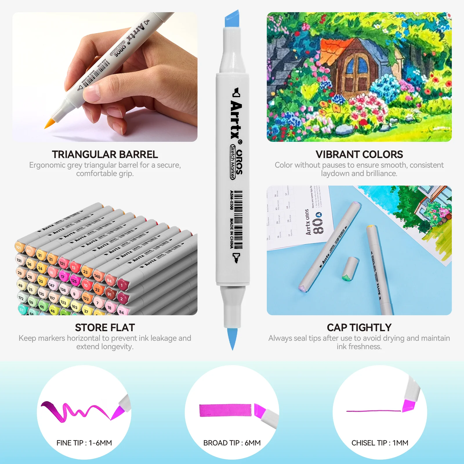 Arrtx OROS 80 Alcohol Markers Paint Markers Dual Tip - Image 4