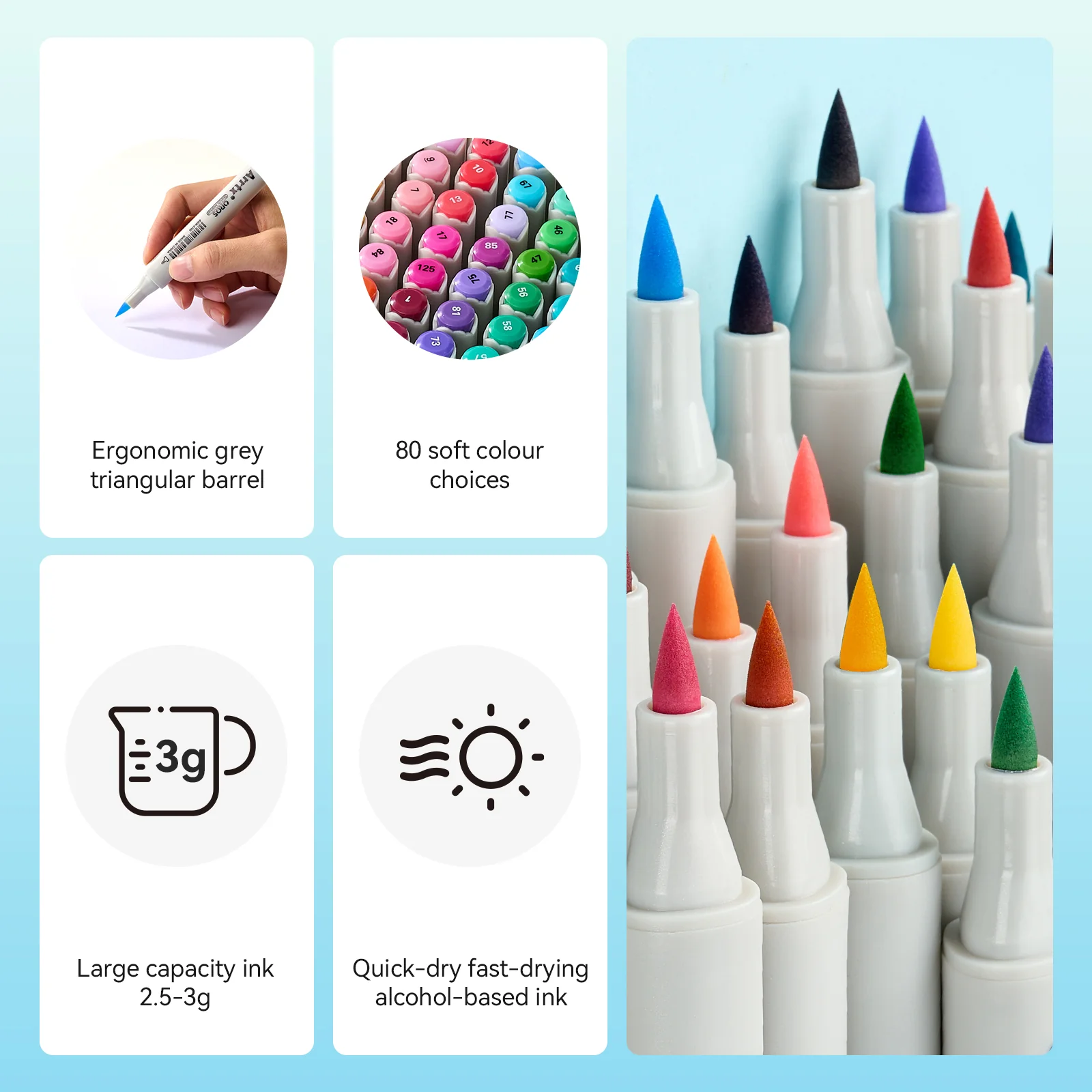 Arrtx OROS 80 Alcohol Markers Paint Markers Dual Tip - Image 5