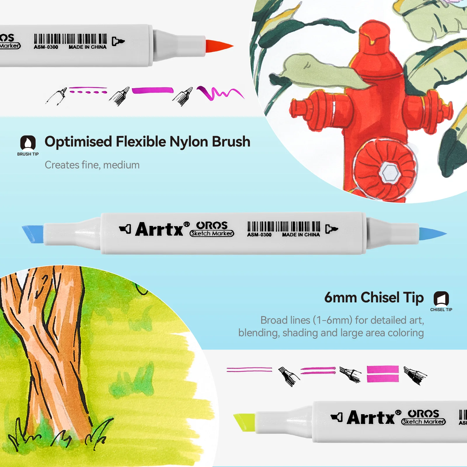 Arrtx OROS 80 Alcohol Markers Paint Markers Dual Tip - Image 6