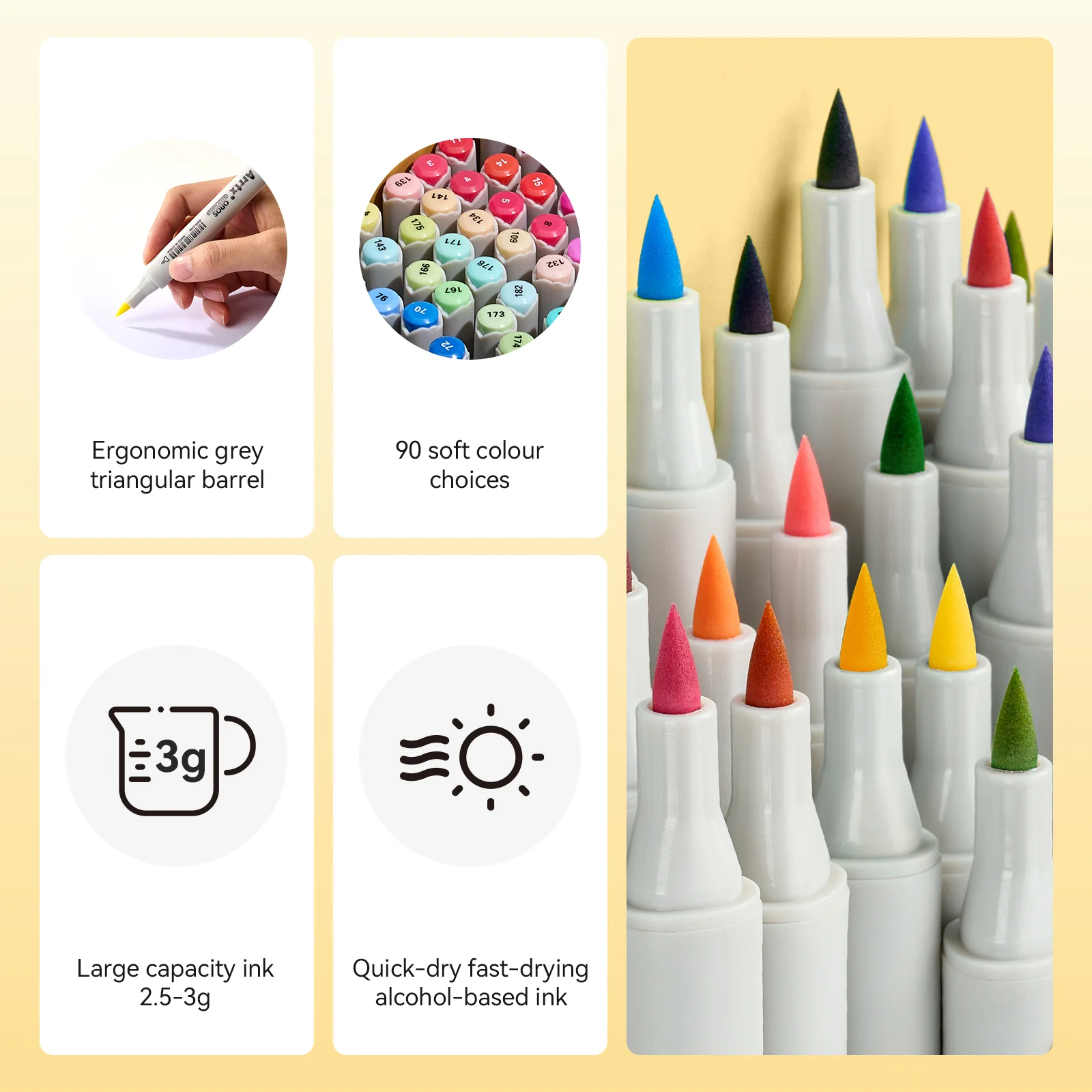 Arrtx OROS 90 Alcohol Markers Paint Markers Dual Tip - Image 6